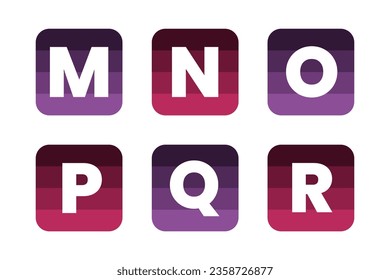 gradient alphabet icons collection, simple letter icon set