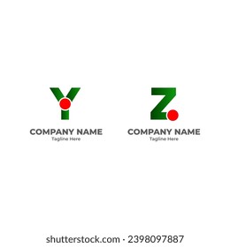 Gradient Alphabet letter y to z logo design ideas with a name and company tagline