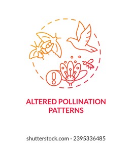 Gradient altered pollination patterns icon representing heatflation concept, isolated vector, linear illustration of global warming impact.