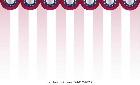 gradient american flag vector template background with stripes and copy space or text