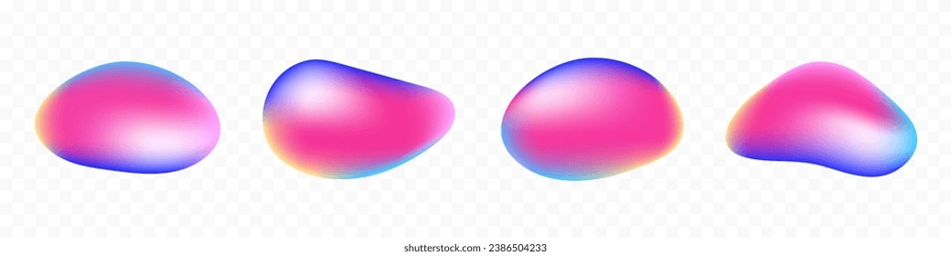 Gradient amoeba, irregular blob shape vector illustration set