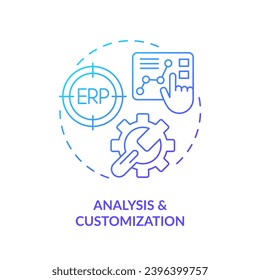 Gradient analysis and customization icon concept, isolated vector, enterprise resource planning thin line illustration.