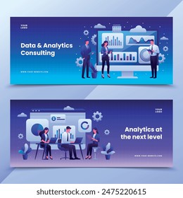 Gradient analyst data horizontal banner template set