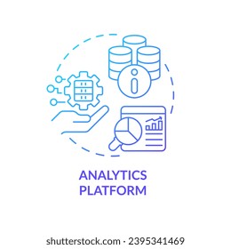 Gradient analytics platform concept thin line icon, isolated vector representing data democratization.