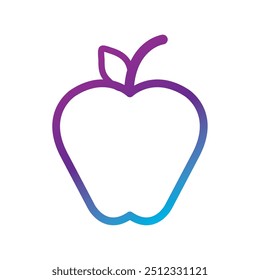 Gradient apple icon in purple and blue outline Vector illustration