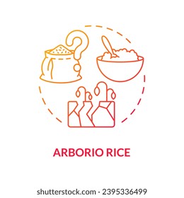 Gradient arborio rice icon representing heatflation concept, isolated vector, thin line illustration of global warming impact.