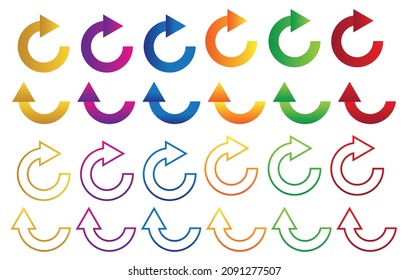 Gradient arrow models for web or social media direction design.