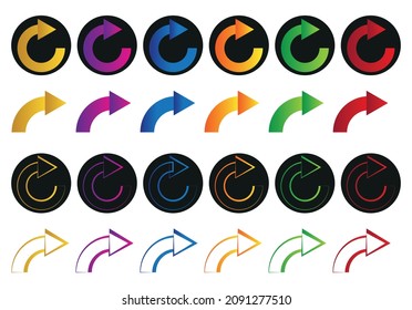Gradient arrow models for web or social media direction design.
