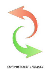 gradient arrows with green and red color on white background
