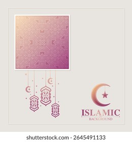 Gradient Artistic Islamic Pattern with Lantern and Moon for Ramadan Kareem Celebration