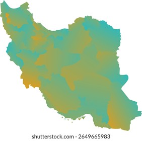 Gradient Artistic Map of Iran with Abstract Color Transitions