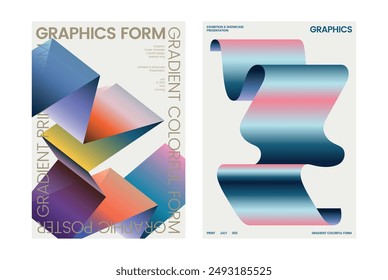 Gradient Artwork Vektorgrafik Poster Vorlage Set Gradient Grafikdesign Quadrat nützlich Ideal gerahmtes Poster Print Web Cover Flyer Ästhetischer Hintergrund Abstrakt Intense Modern Minimal Unikat Layout