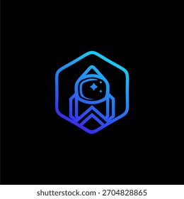 Gradiente astronauta Hexagon Logo Design