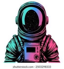 Gradient Astronaut Silhouette Art - Ilustración vectorial plana