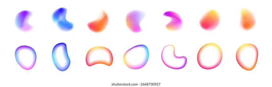 Gradiente aura, grano neón blob con efecto acústico PNG Ilustración vectorial. Forma de malla de desenfoque de acuarela de color Abstractas sobre fondo blanco.