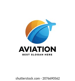 Gradient Aviation Plane Logo Sphere