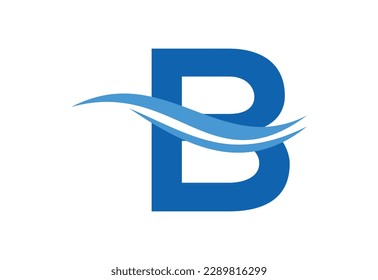 Gradient B letter logo design with swoosh, Vector illustration
