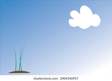gradient bacground, blue sky and three little grass