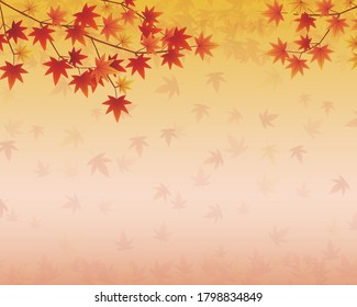 Gradient background with autumn leaves falling