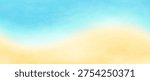 Gradient background of beach with blue sea and yellow sand. Abstract summer backdrop of seaside with pastel colors gradation and texture of grain and water, vector illustration