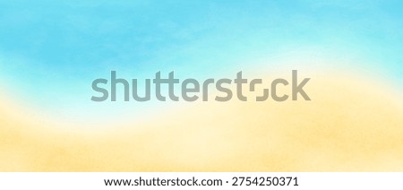 Gradient background of beach with blue sea and yellow sand. Abstract summer backdrop of seaside with pastel colors gradation and texture of grain and water, vector illustration