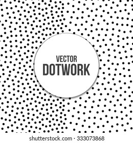Gradient Background with Black Dots. Halftone Dotwork Engraving Background. Vector Illustration.