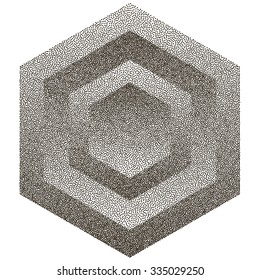 Gradient Background with Black Dots. Halftone Dotwork Engraving Background. Vector Illustration.