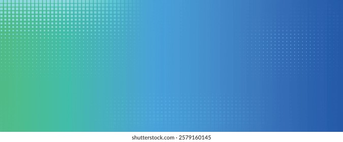Gradient background, blue and green, with a dotted texture. The background blends blue and green, creating a dynamic, modern background. Minimal halftone texture, halftone dotted background vector
