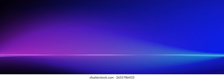 Gradient background blue and purple colors of the studio The wallpaper features bright, modern neon lines shining from the stage floor. Glowing sci-fi abstract room concept. futuristic minimal wall