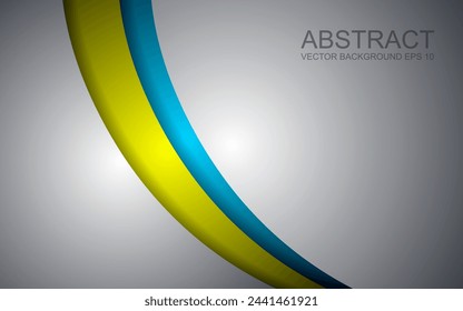 Fondo degradado de curvas de línea azul y amarilla en papel de capa de fondo de color blanco que se superpone para el texto y el mensaje de diseño.