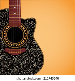 gradient background with clipped guitar and stylish ornament