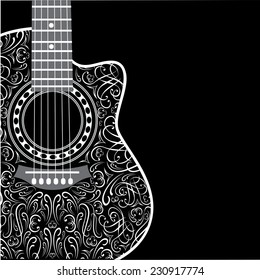 gradient background with clipped guitar and stylish ornament