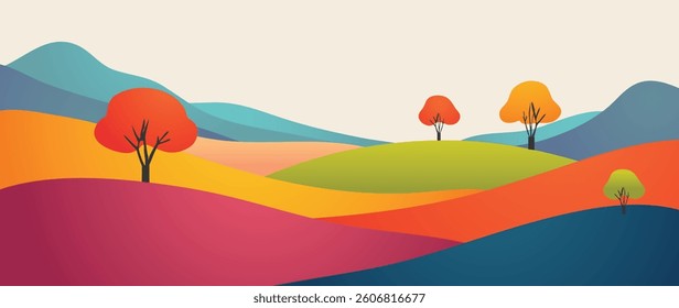 gradient background, colorful landscape wallpaper, spring summer tropical concept , soft smooth texture , vector art