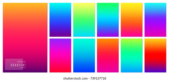 Gradient background. Creative soft color design for mobile app. Bright modern concept set. Vector illustration