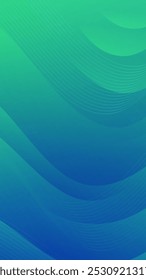 A gradient background with curved lines in shades of blue and green. The lines create a sense of depth and movement.