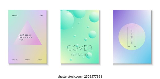 Gradient Background. Cyberpunk Elegant Banner. Digital Poster. Geometric Space Collection. 3d Design. Blue Abstract Set. Holographic Poster. Purple Gradient Background