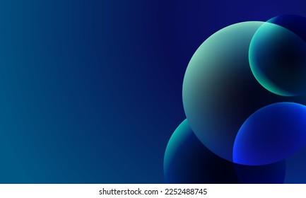 Gradient background with dark blue and teal circles. realistic isometric vector illustration