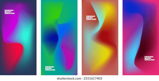 Gradient background designs with dynamic fluid shapes and text overlays. Perfect for modern branding and digital projects.