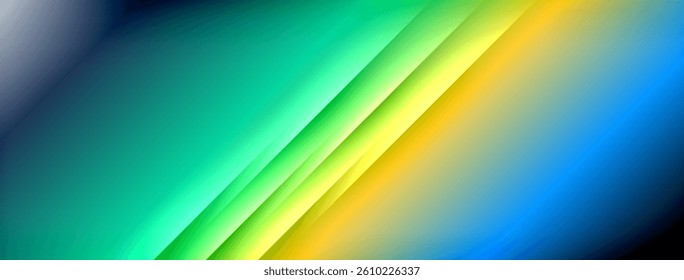 Gradient background with diagonal lines. Colors transition from blue to green, then yellow and orange. Smooth blending creates vibrant visual effect.