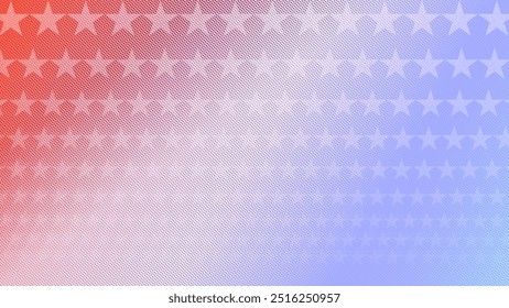 Gradient background featuring red, white, and blue colors with a fading star pattern. Ideal for patriotic designs, banners, and digital backgrounds.