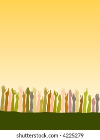Gradient background with field of hands