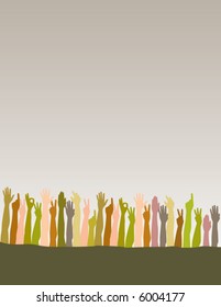 Gradient background with field of hands and space for text