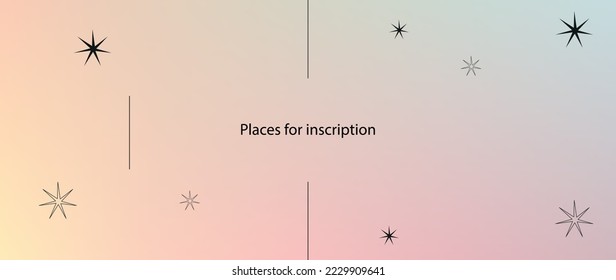 Gradient background. Gentle colors. With stars and geometric elements. Colorful smooth banner template. Easily editable soft color vector illustration.