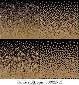 Gradient Background with Golden Dots. Dotwork Engraving Pattern Background. Vector Illustration.