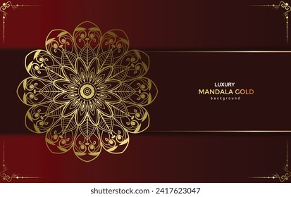  Gradient background with golden mandala ornament