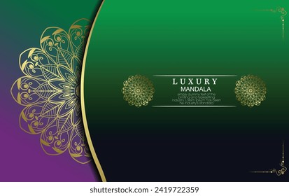  Gradient background with golden mandala ornament