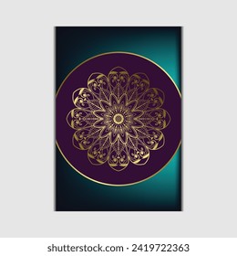  Gradient background with golden mandala ornament