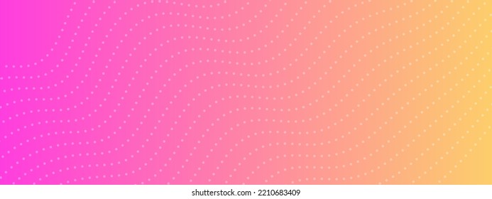 Gradient background with halftone dots. Pink backdrop with white dots. Modern abstract vector design template