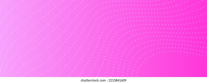 Gradient background with halftone dots. Pink backdrop with white dots. Modern abstract vector design template