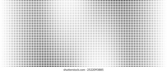 Padrão de textura pontilhada horizontal de plano de fundo gradiente no estilo pop art, pontos pretos de meio-tom. Resumo monocromático moderno. Ilustração vetorial.